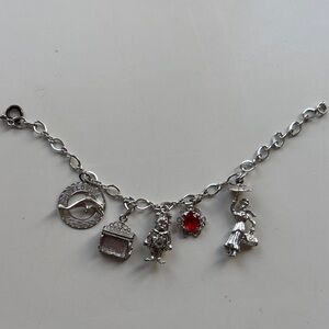 Silver Charm Bracelet with Red Accent